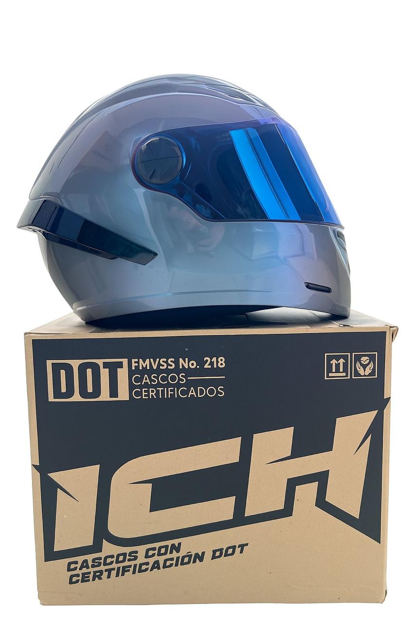 CASCO ICH 501 GRIS CAMALEON VISERA AZUL