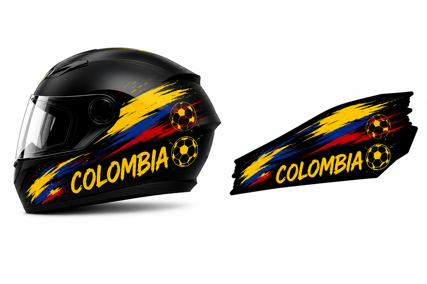 Casco ICH Para Moto Edición Mundial 2026 COLOMBIA  + Kit De Stickers Removibles + 2 Viseras NEGRA Y TRANSPARENTE