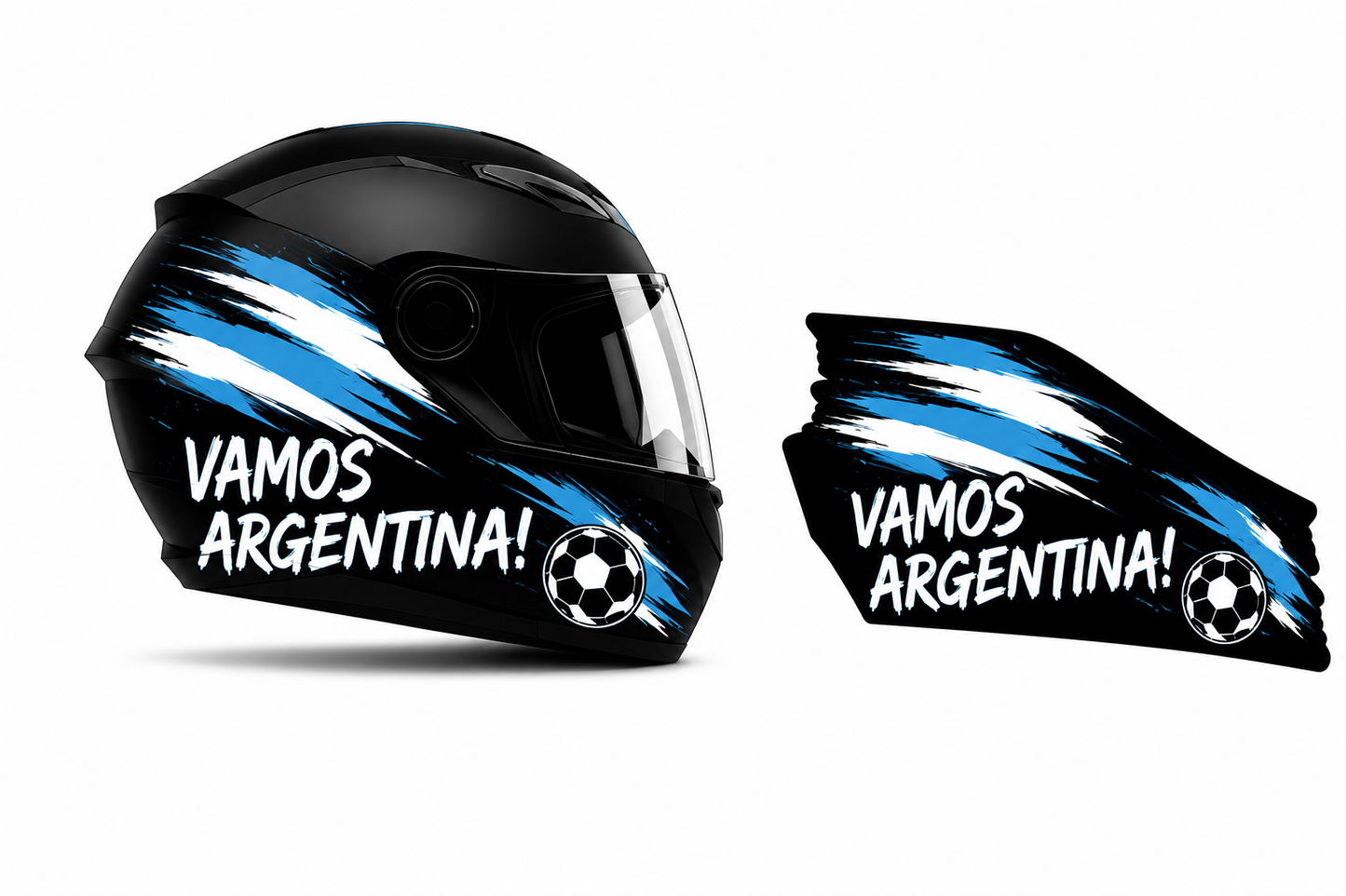 Casco ICH 501  Argentina  Mundial 2026 Doble Visera Negra y Transparente + Kit Mundialista Calcomanias Removible