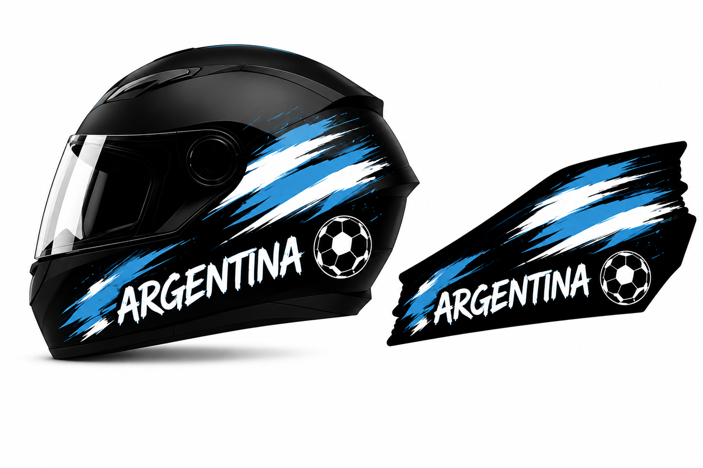 Casco ICH 501  Argentina  Mundial 2026 Doble Visera Negra y Transparente + Kit Mundialista Calcomanias Removible