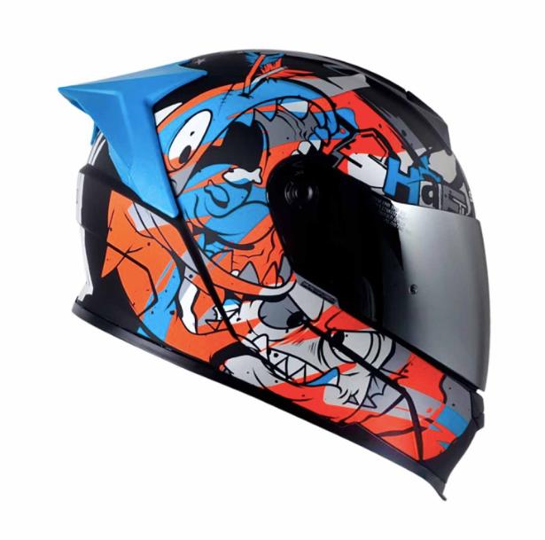 CASCO SHARKIE 502 VISERA PLATEADA Y AZUL