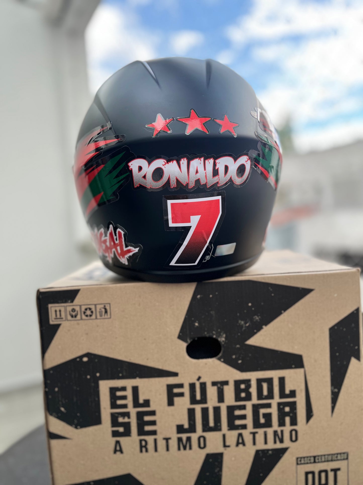 Casco ICH Para Moto Portugal CR7 Cristiano Ronaldo Edición Mundial 2026 Visera aNegra Y transparente
