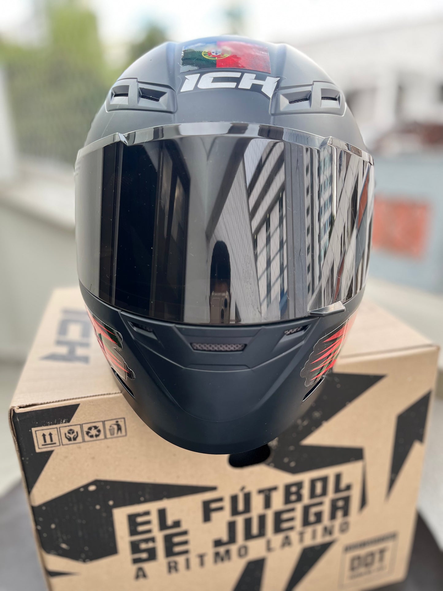 Casco ICH Para Moto Portugal CR7 Cristiano Ronaldo Edición Mundial 2026 Visera aNegra Y transparente