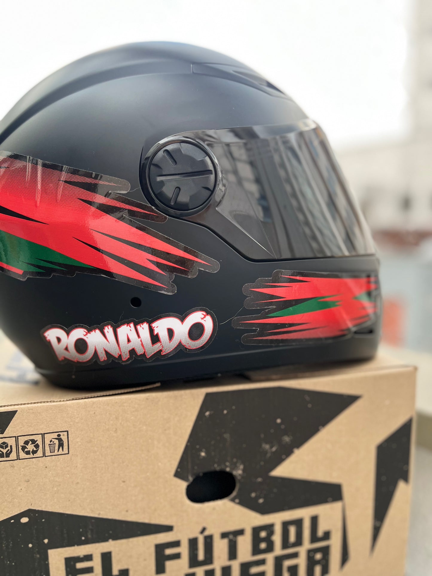 Casco ICH Para Moto Portugal CR7 Cristiano Ronaldo Edición Mundial 2026 Visera aNegra Y transparente