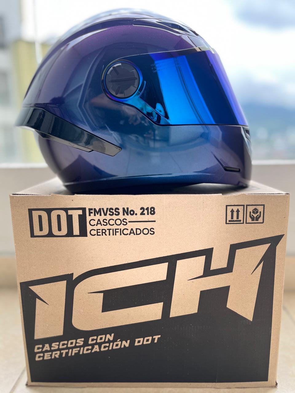 CASCO ICH  501 AZUL CAMALEON  VISERA AZUL