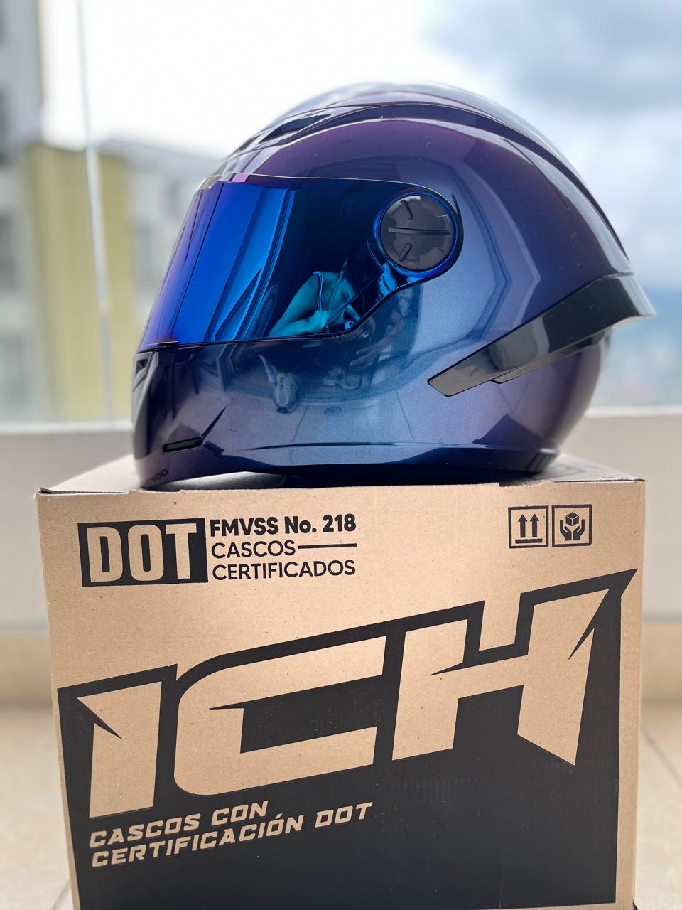 CASCO ICH  501 AZUL CAMALEON  VISERA AZUL