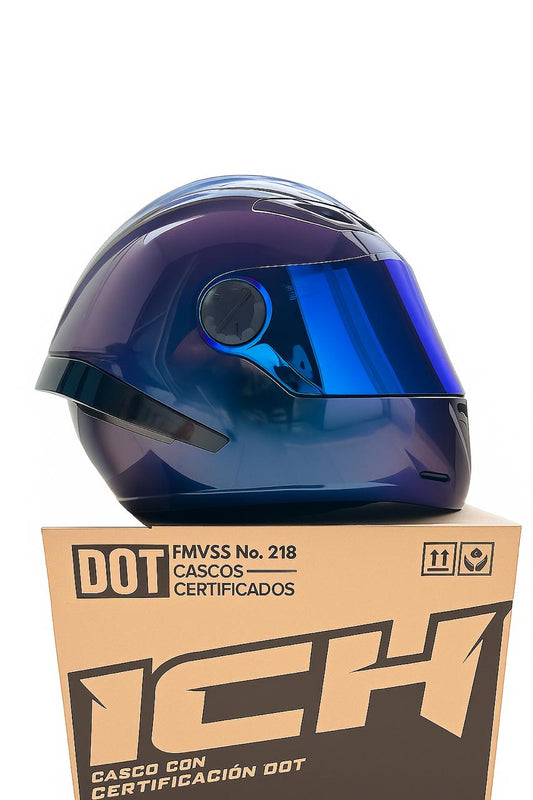 CASCO ICH  501 AZUL CAMALEON  VISERA AZUL
