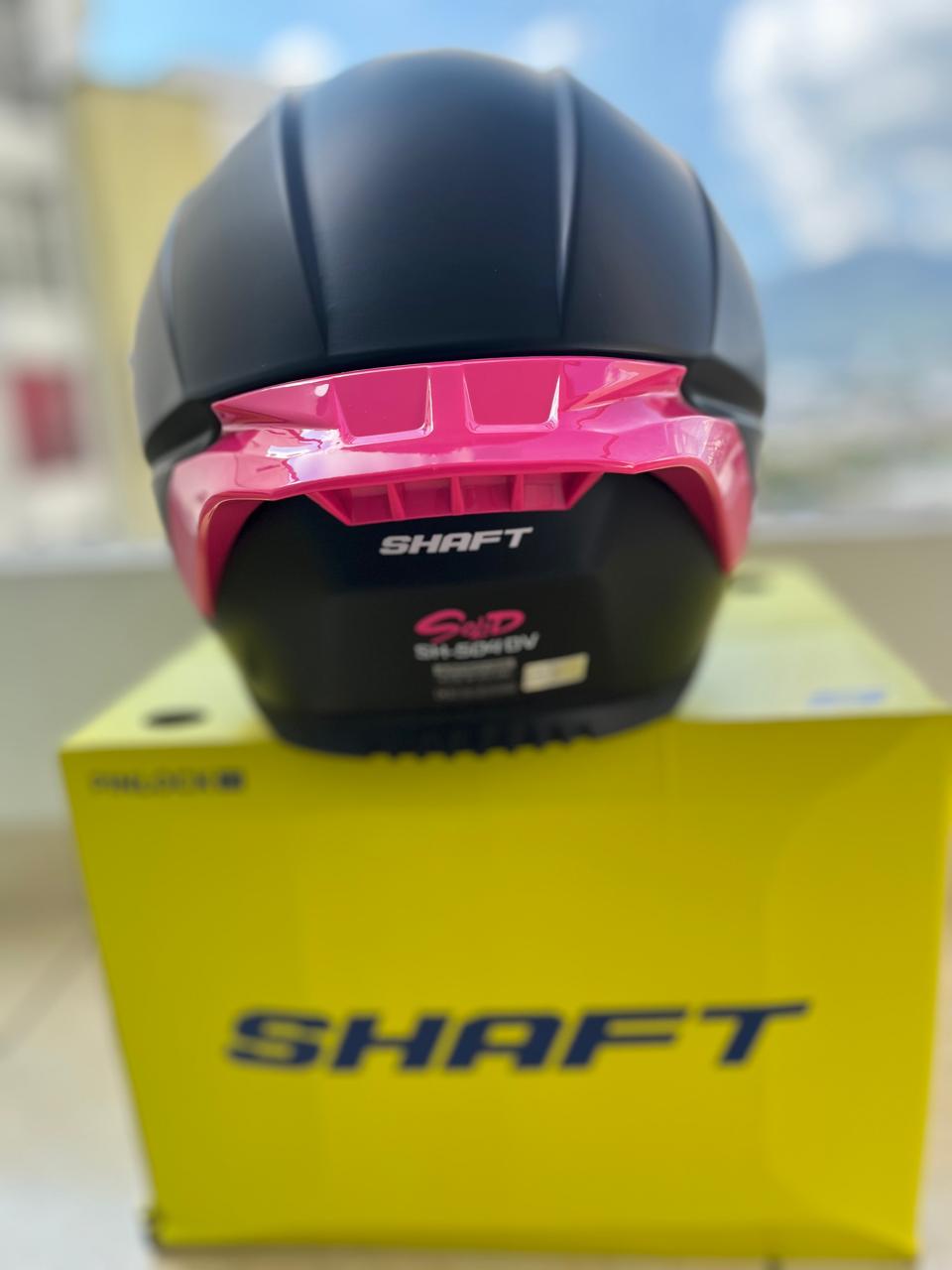 CASCO SHAFT 504 DV  NEGRO CON FUCSIA VISERA TORNASOL Y TRANSPARENTE