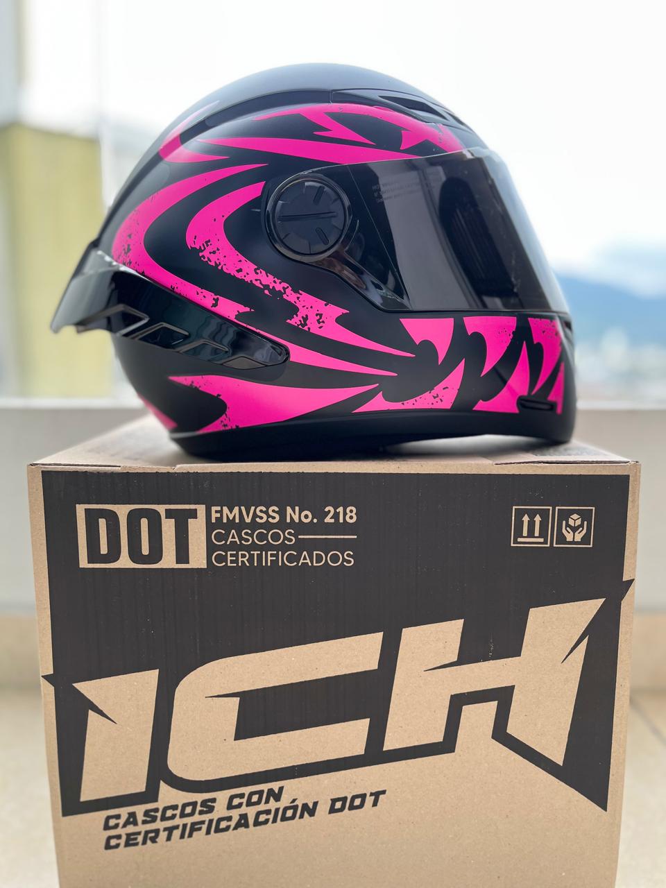 CASCO ICH TRIBAL  FUCSIA TRIBAL VISERA NEGRA