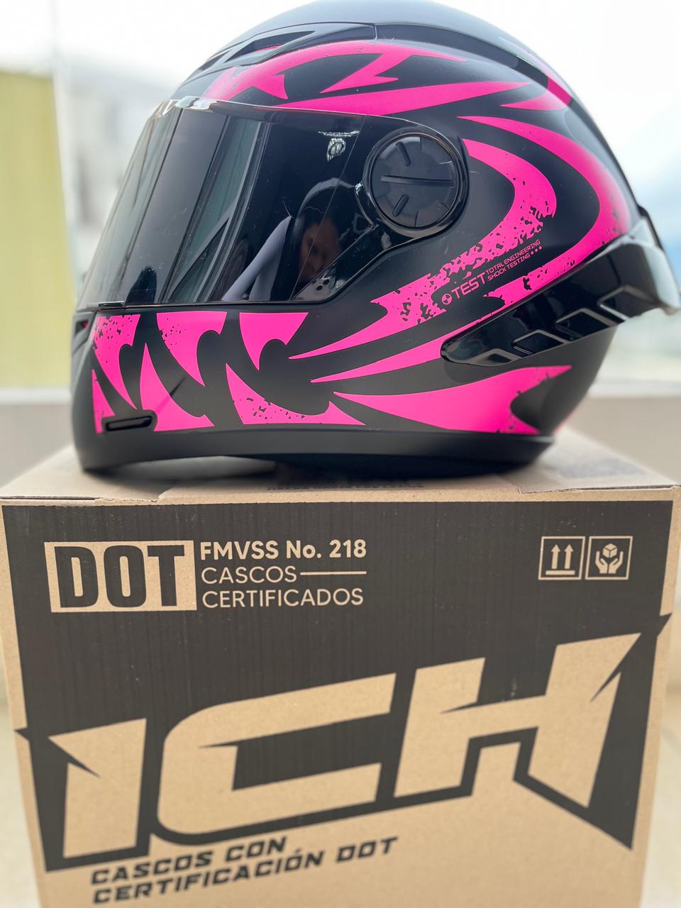 CASCO ICH TRIBAL  FUCSIA TRIBAL VISERA NEGRA