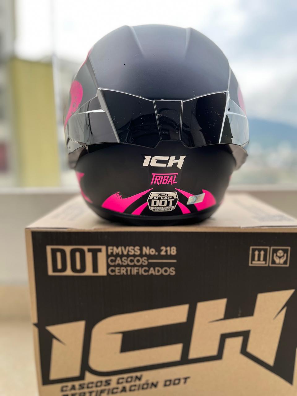 CASCO ICH TRIBAL  FUCSIA TRIBAL VISERA NEGRA