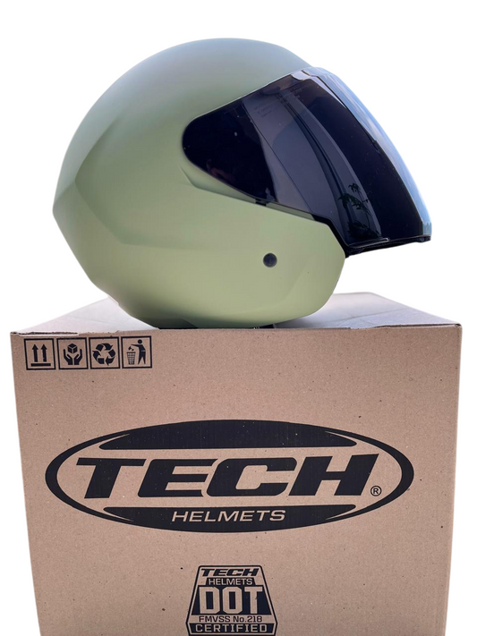 CASCO TECH T 10  ABIERTO VERDE CLARO VISERA NEGRA