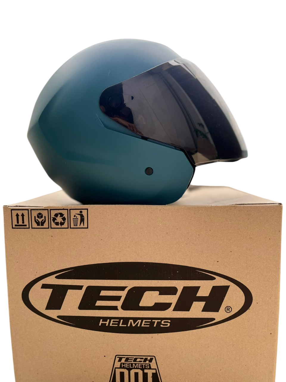 CASCO TECH  T10 ABIERTO AZUL OSCURO VISERA NEGRA