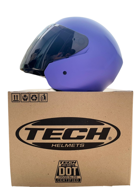 CASCO TECH T10 ABIERTO MORADO VISERA NEGRA