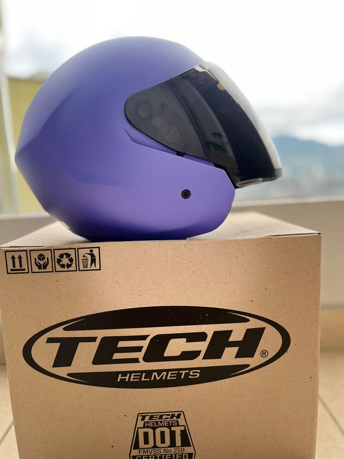 CASCO TECH T10 ABIERTO MORADO VISERA NEGRA