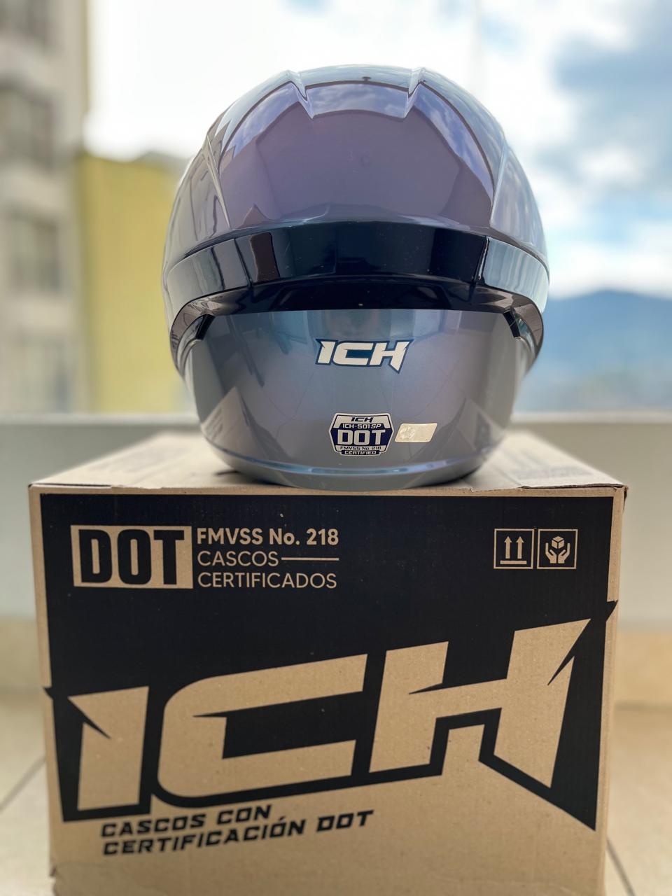 CASCO ICH 501 GRIS CAMALEON VISERA AZUL