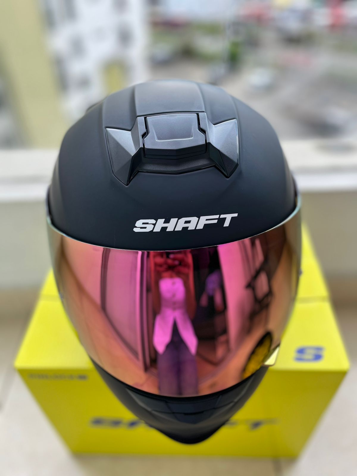 CASCO SHAFT SH  502  SP NEGRO VISERA FUCSIA Y TRANSPARENTE