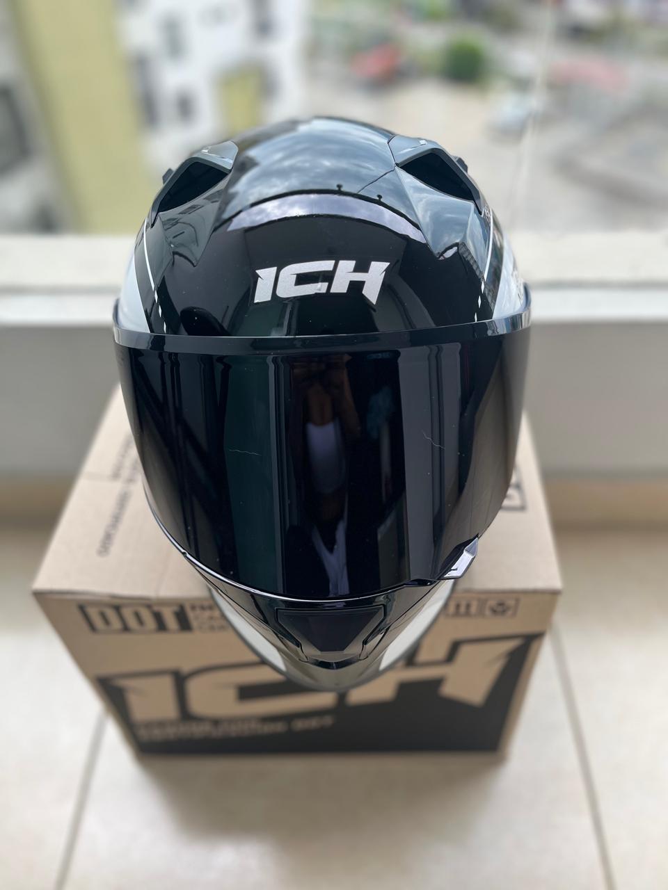 CASCO ICH 503 DUKO NEGRO BLANCO VISERA NEGRA