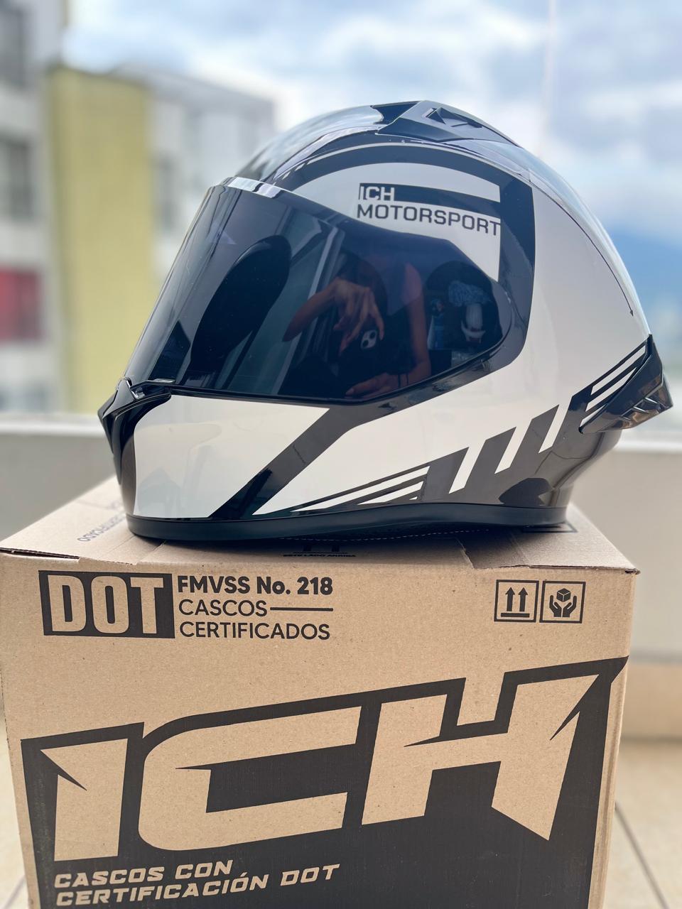 CASCO ICH 503 DUKO NEGRO BLANCO VISERA NEGRA
