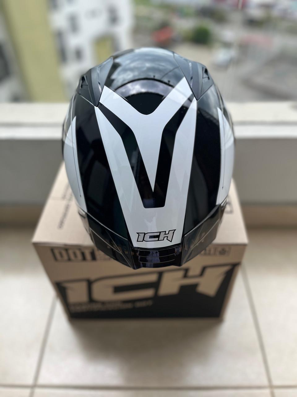 CASCO ICH 503 DUKO NEGRO BLANCO VISERA NEGRA