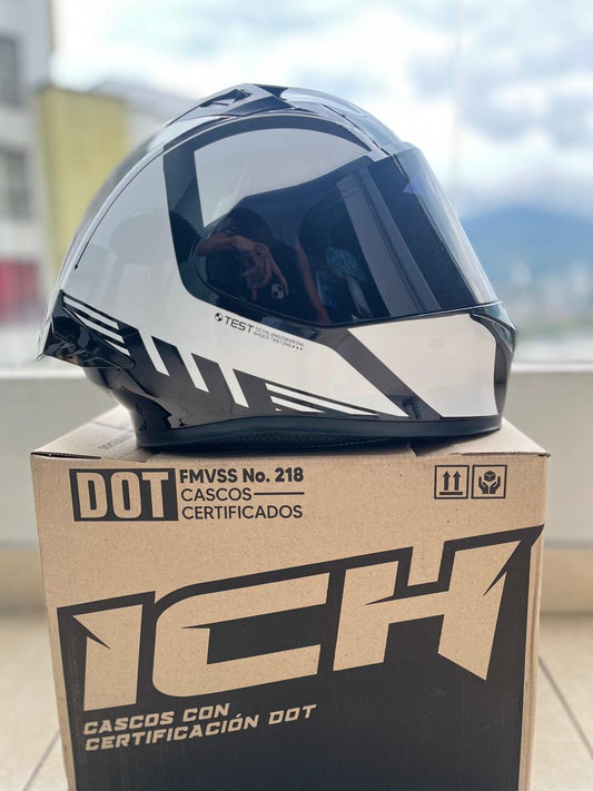 CASCO ICH 503 DUKO NEGRO BLANCO VISERA NEGRA