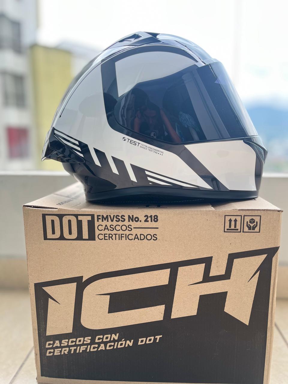 CASCO ICH 503 DUKO NEGRO BLANCO VISERA NEGRA