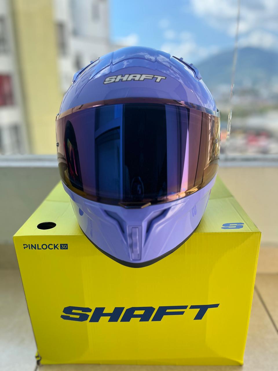 CASCO SHAFT SH  502  SP NEGRO VISERA FUCSIA Y TRANSPARENTE