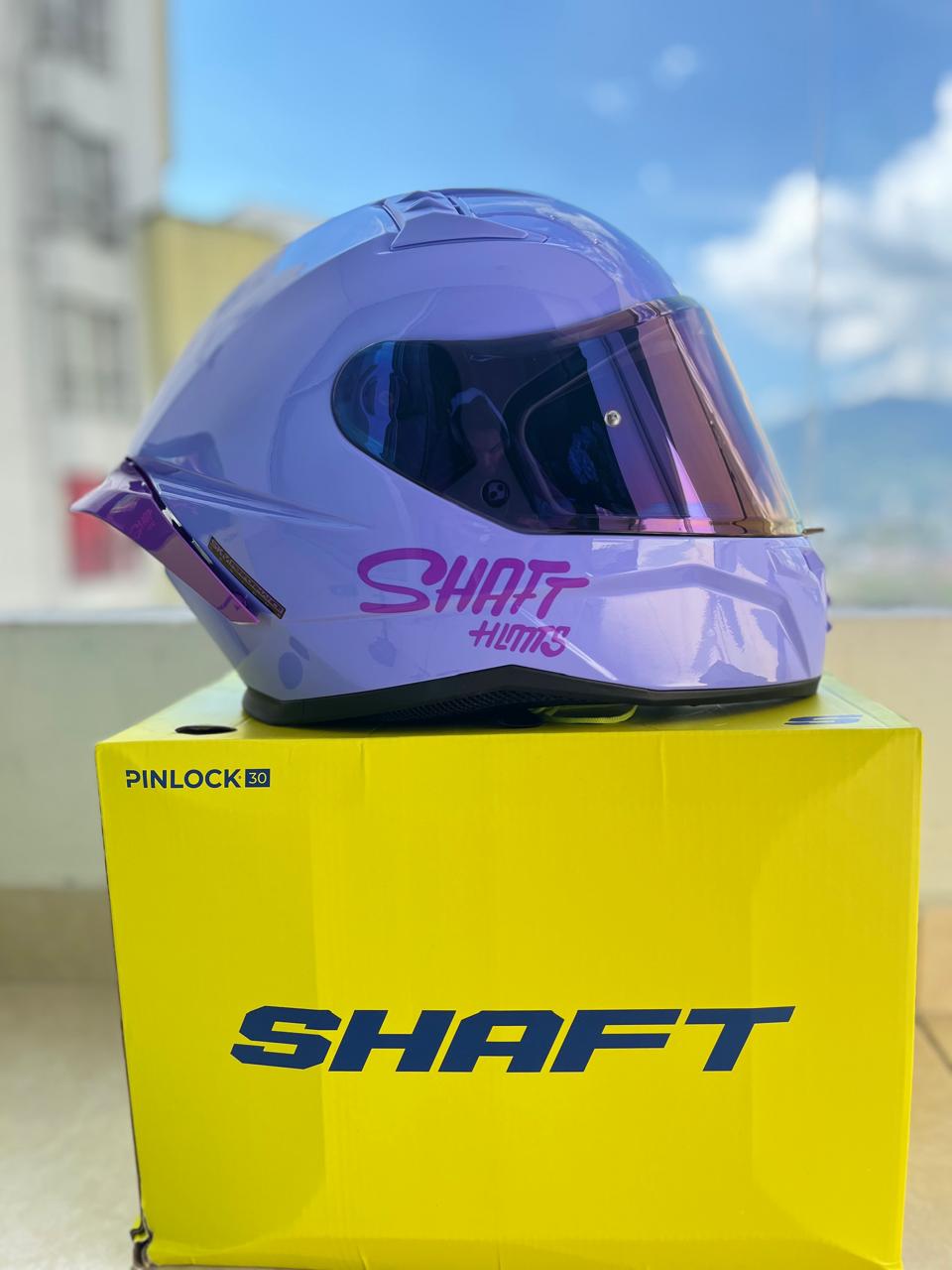 CASCO SHAFT SH  502  SP NEGRO VISERA FUCSIA Y TRANSPARENTE