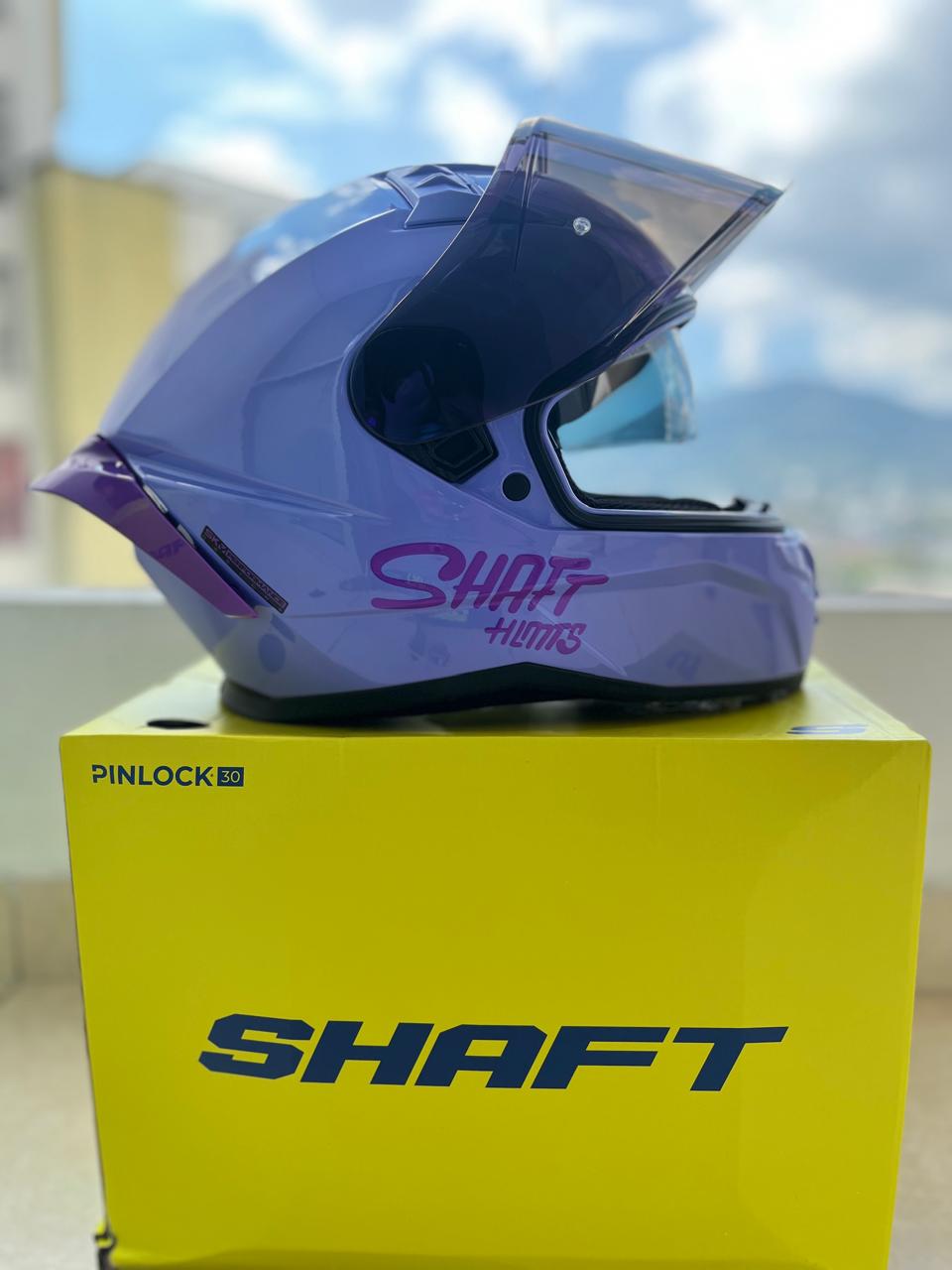 CASCO SHAFT SH  502  SP NEGRO VISERA FUCSIA Y TRANSPARENTE