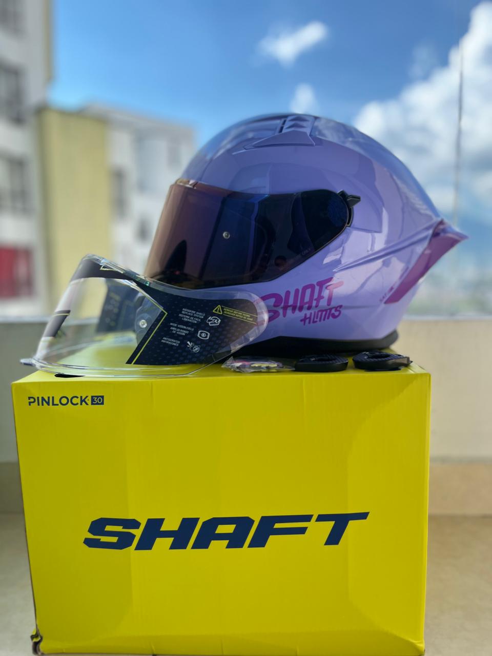 CASCO SHAFT SH  502  SP NEGRO VISERA FUCSIA Y TRANSPARENTE