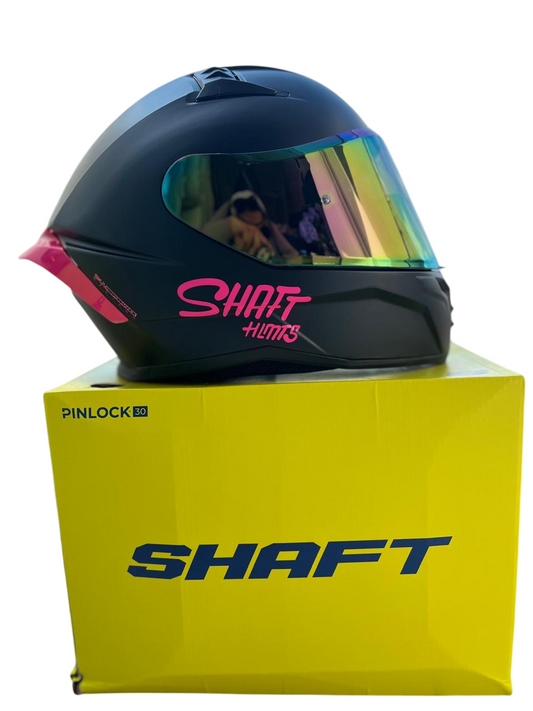 CASCO SHAFT 504 DV  NEGRO CON FUCSIA VISERA TORNASOL Y TRANSPARENTE