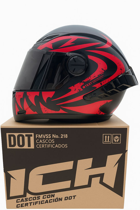 CASCO ICH 501 TRIBAL ROJA VISERA NEGRA