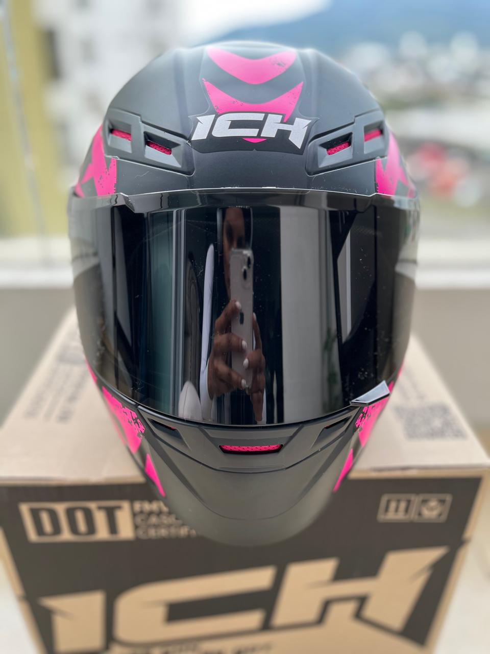CASCO ICH TRIBAL  FUCSIA TRIBAL VISERA NEGRA