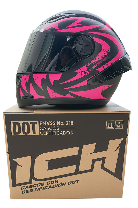CASCO ICH TRIBAL  FUCSIA TRIBAL VISERA NEGRA