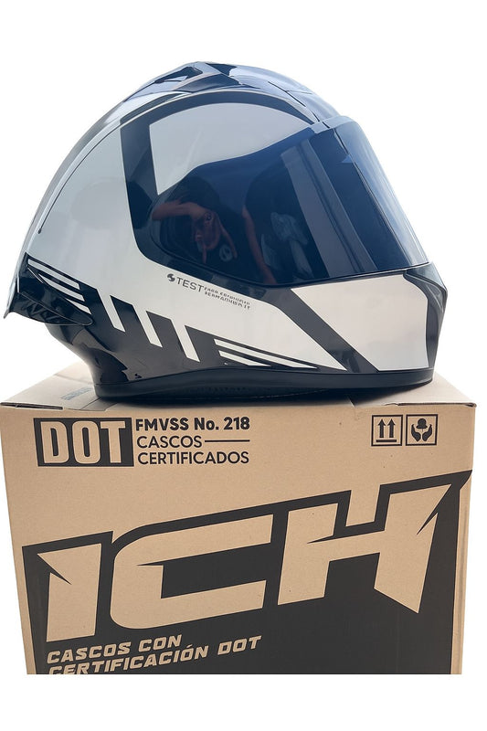 CASCO ICH 503 DUKO NEGRO BLANCO VISERA NEGRA